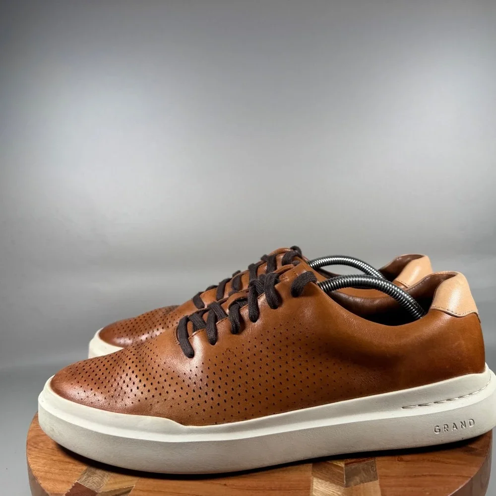 Cole Haan Grand Crosscourt Daily Leather Sneakers British Tan Mens 11.5 M C31218